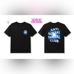 Glow in the Dark Anti Social Social Club "Pain Tee" in Black- Size Large